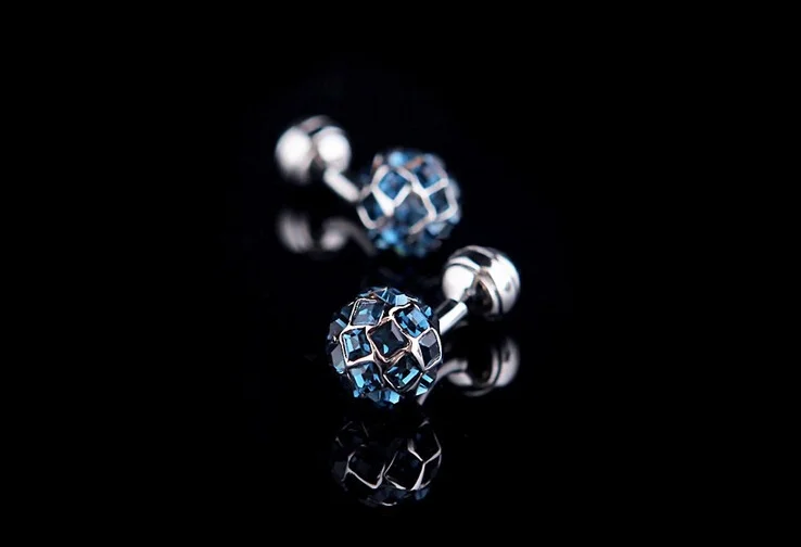 French pink/blue/white crystal copper plated ball shape mens/womens suit shirt custom/bulk cufflinks cufflink/cufflink boxes