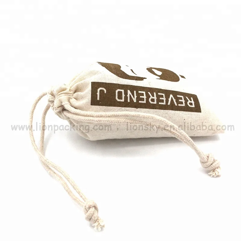 
Personalize custom logo small bag drawstring cotton wedding favor pouch 