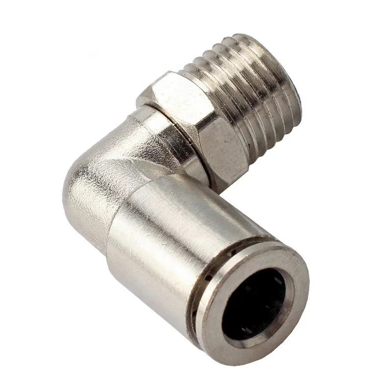 high temperature high pressure MPL8-02 8mm thread BSP 1/4 double sealing male elbow connector metal brass push in fitting