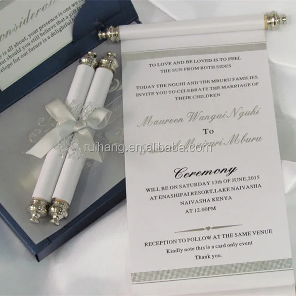 Luxury Paper Scroll Wedding Invitation Card with Decorative Box