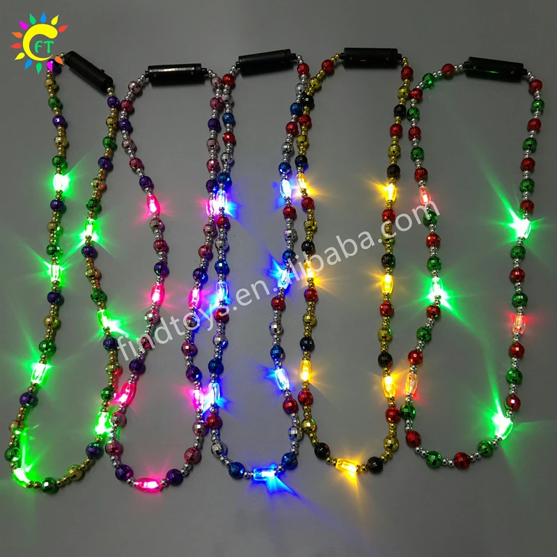 Custom Mardi Gras LED Flashing Beads Necklace Glow in the Dark For Party Supplies