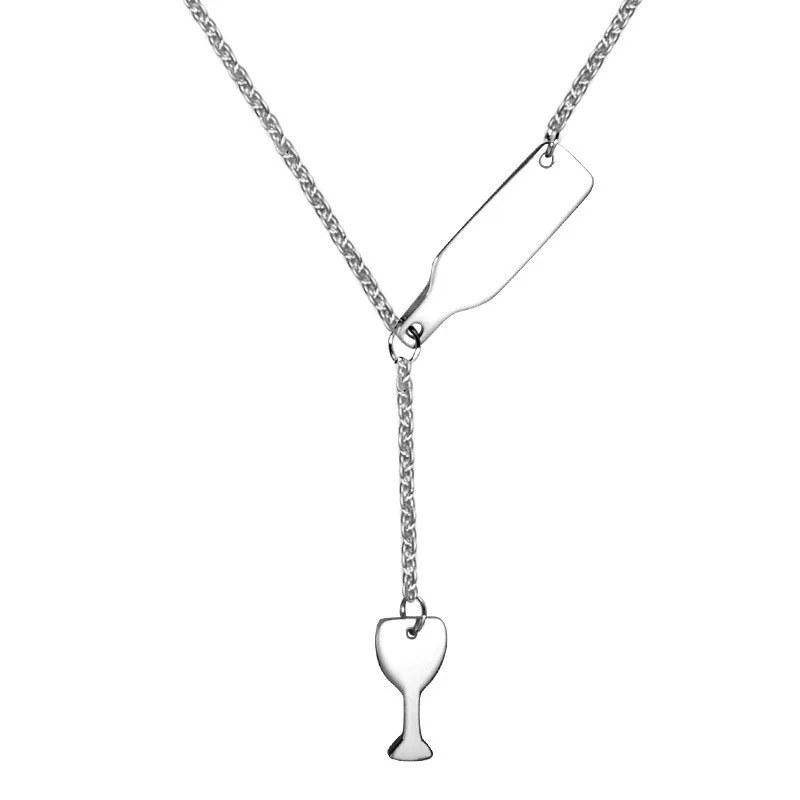 Fashion women jewelry wine bottle cup necklace