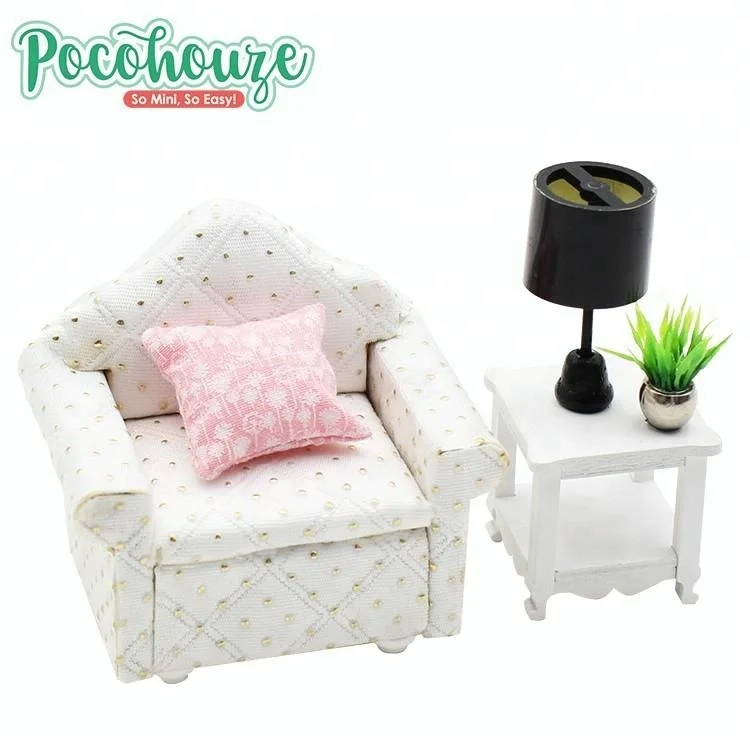 Pocohouze brand single sofa set scale miniature modern wooden furniture toy