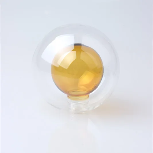 wholesale lighting factory party home decorative stained glass lamp shade double wall amber color glass lamp cover with screw