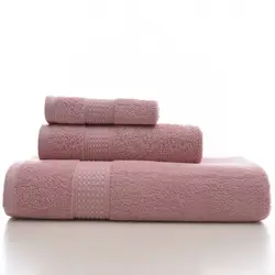 Solid color high quality soft touching 100% cotton towel set hand face bath towel mat hotel set