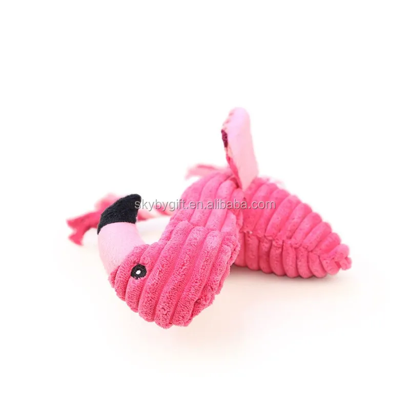 Dropshipping Pink Flamingo Shape Dog Squeaky Puppies Pet Chew Toy