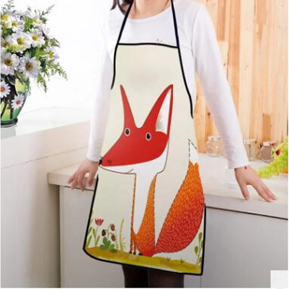 Customized Fox Design Printing Small Size Apron for Bibs Apron Made by Polyester Canvas Fabric with Low MOQ Required