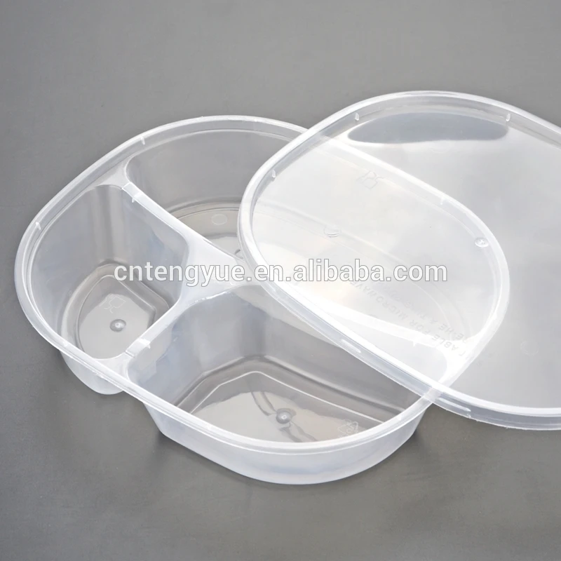 FREE SAMPLE  Factory price 3 compartment takeaway plastic food container