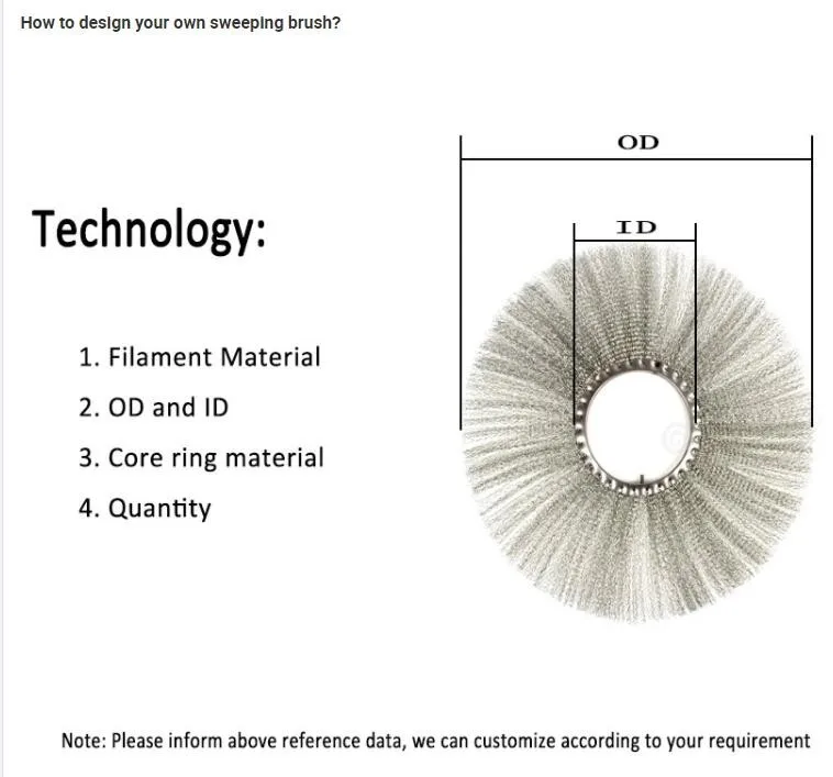 Steel Wire  Material Bobcat Sweeper Wafer Brush For Snow Removal