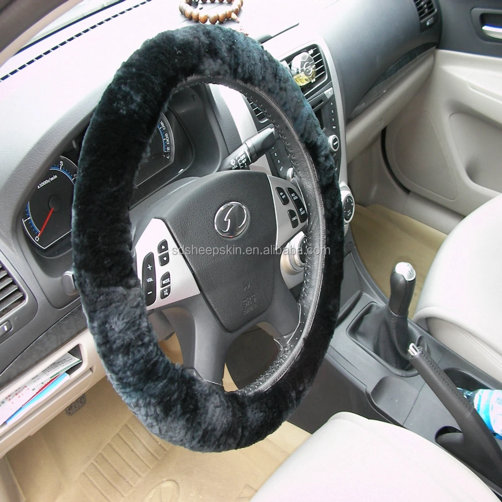 Real sheep fur soft wool steering wheel cover