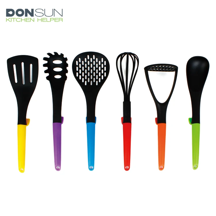Wholesale private label 6 Pieces Colorful non-stick Plastic Kitchen Utensils