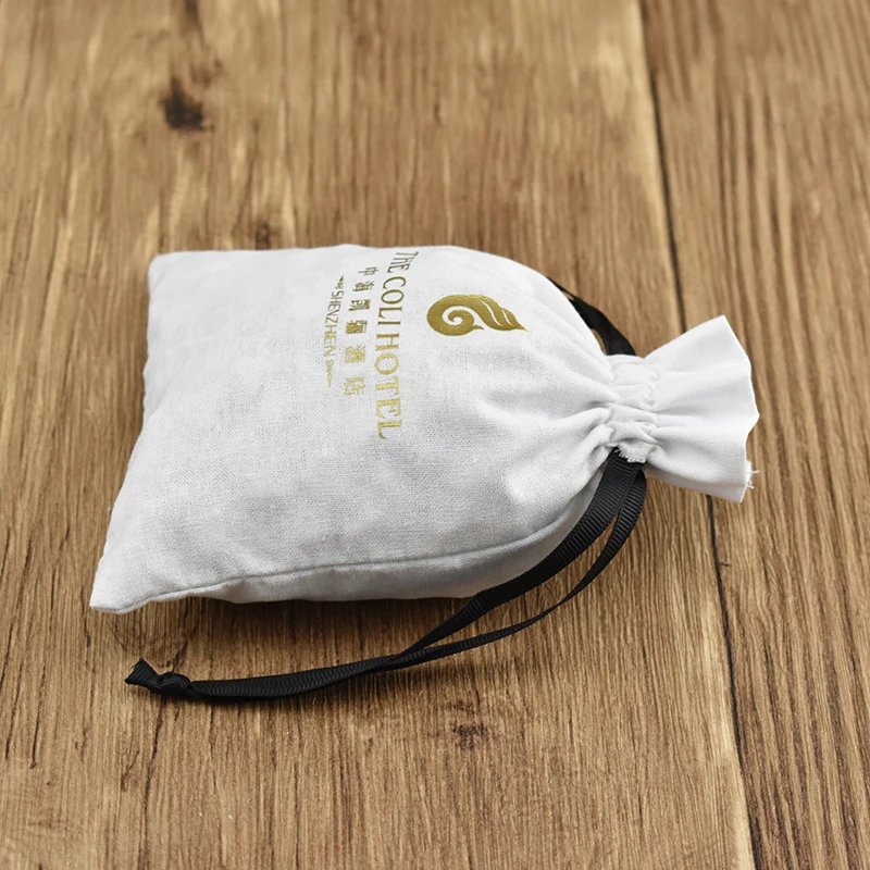 Custom LOGO Small Eco- friendly Jewelry Drawstring Cotton Bag For Soap Baby Shower Packing Bag