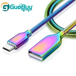 Цветной зарядный кабель из цинкового сплава с металлической оплеткой Mico USB 3,3 фута, сверхпрочный шнур для быстрой зарядки для телефонов Android