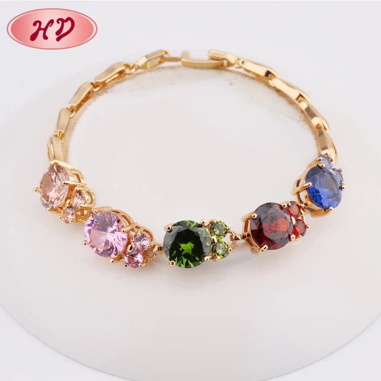 New bracelets et bracelets  Models Petals Shape Zircon Women Yellow Gold Hand Chain fashion jewelry bracelet for women