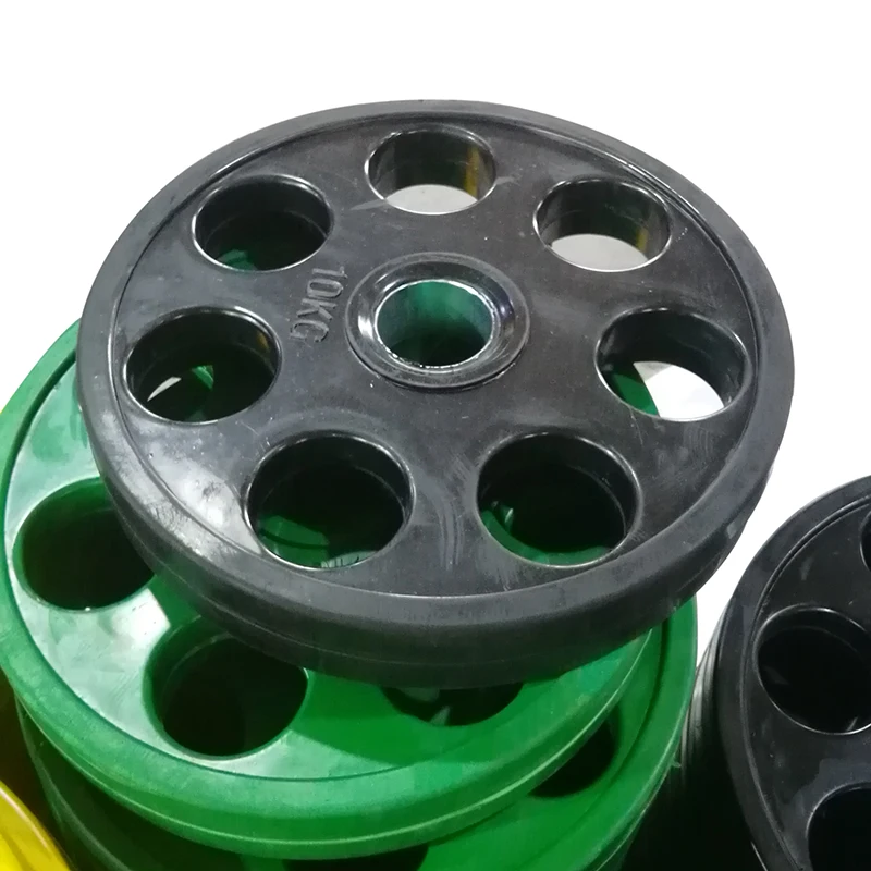 High quality rubber coated gym standard 7 hole weight plate