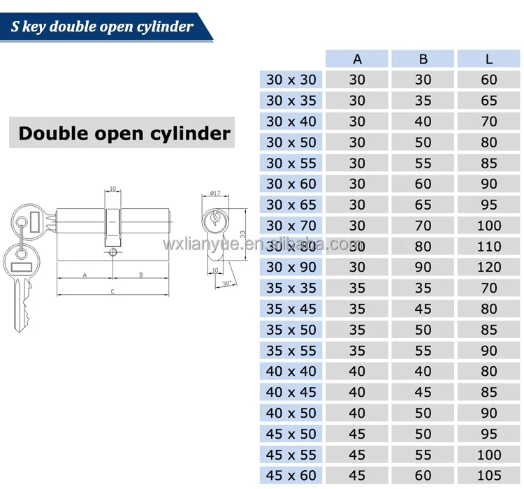 Латунный цилиндровый замок 40 мм s-паз врезной цилиндр замка