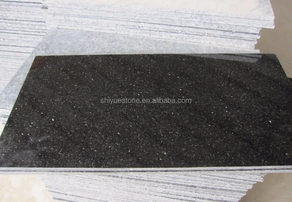 Imported Indian black granite stone cut to stadard tile size