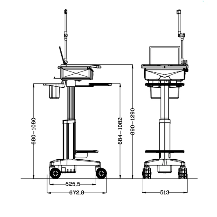 Новая эргономичная тележка для ноутбука с ЭКГ и высокой регулировкой конструкции
