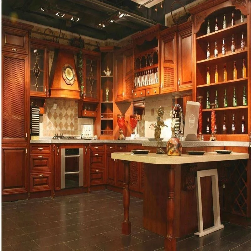 
luxury prefab house Classical Natural Oak Kitchen Cabinets 