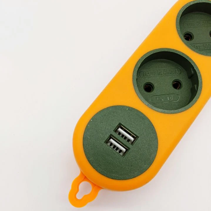 Explosion-proof Breakingproof  Schuko 2 Outlets Electric European USB Power Strip Extension Socket