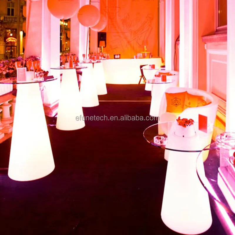 white plastic illuminated glass tabletop led outdoor furniture bar chair table for party event wedding