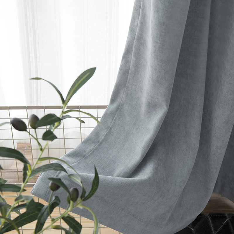 Monad Cheap Gray Blackout Solid 100 Polyester Fabric Stock Decor Curtain For living Room