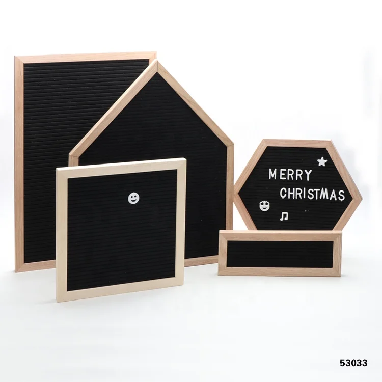 Pine Felt Letter Board Wooden House Shape Advertising Board with Changeable Characters