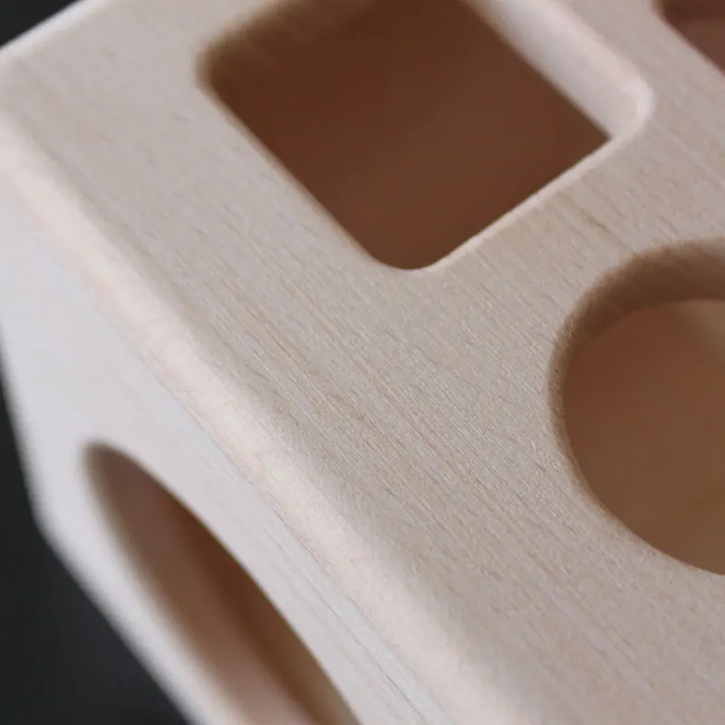 good quality beech Wood Shape Sorting Cube with wood box Box Educational Toy for Toddlers & Young Children