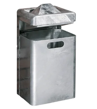 Outdoor wall mount ashtray waste combination 35L galvanized metal garbage bin