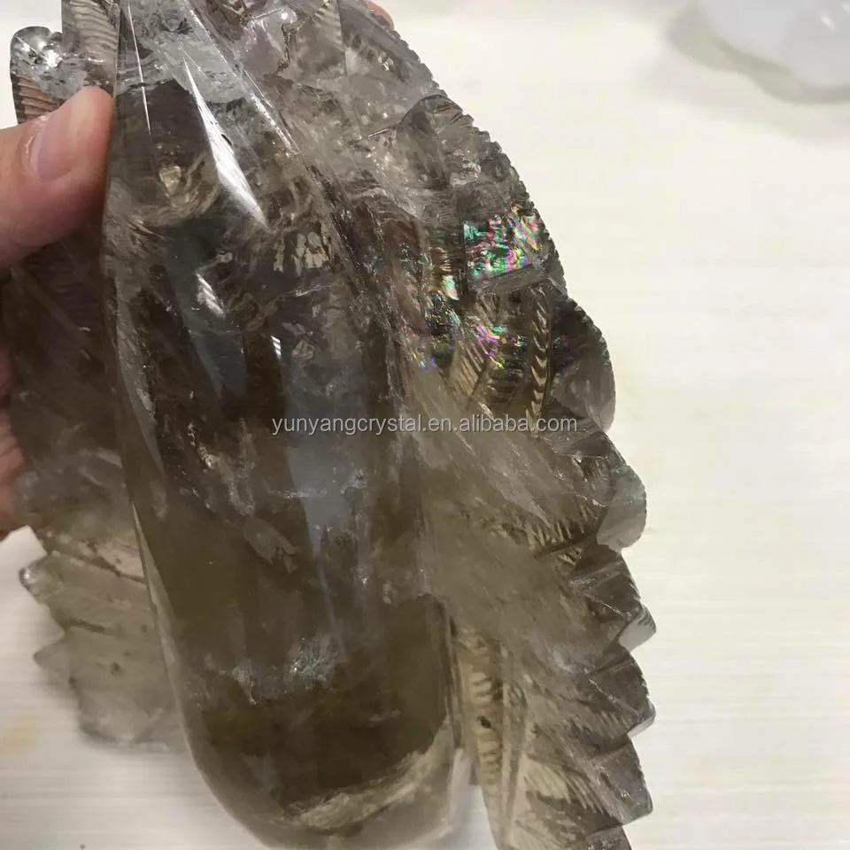 natural rock crystal smoky quartz native American Indian skulls for sale