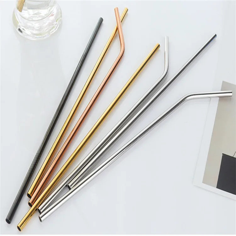 Hot! Eco-Friendly Reusable Metal Stainless Steel 304 Drinking Straw Straight and Bent Shapes for Bar Accessories