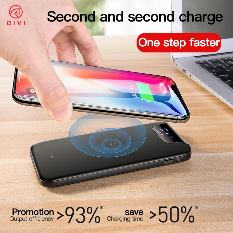 DIVI powerbank 10000 mah dual USB portable cellphone OEM slim mini wireless mobile phone power battery rohs power bank 10000mAh