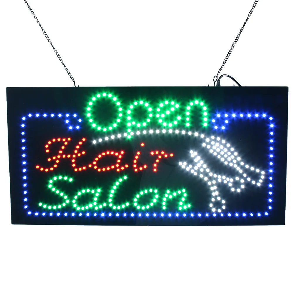 Ultra Bright Hanging LED Hair Salon Barbershop Barber Shop Hair Cut Open Light Sign Board Display Panels