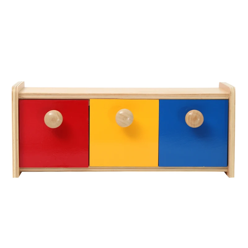 Wooden Montessori teaching Aids learning Materials for kids set three colors moving box