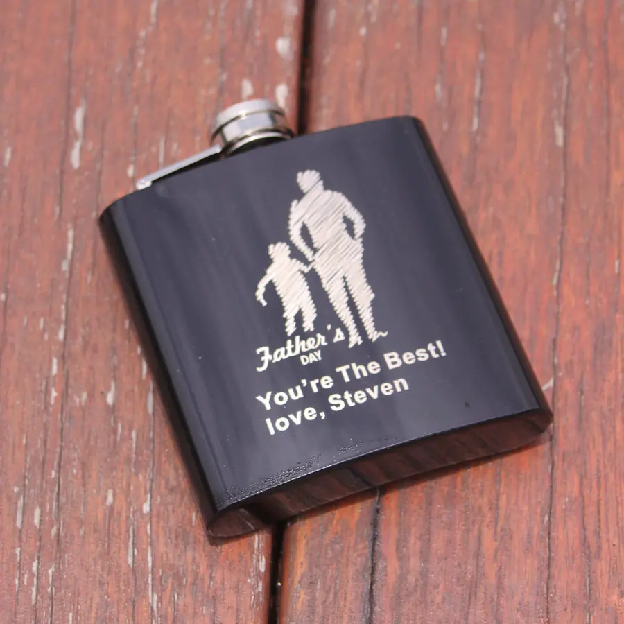 Лучший свадебный подарок, логотип клиента, нержавеющая сталь, черный цвет, лазерный логотип, фляга