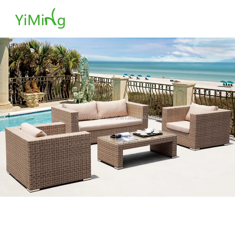 Набор синтетических плетеных садовых диванов из ротанга, 4 шт.