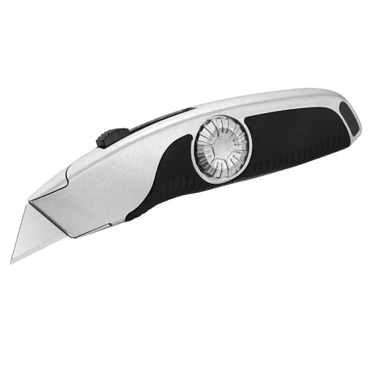 Auto lock retractable TPR rubber soft touch grip cutting utility knife