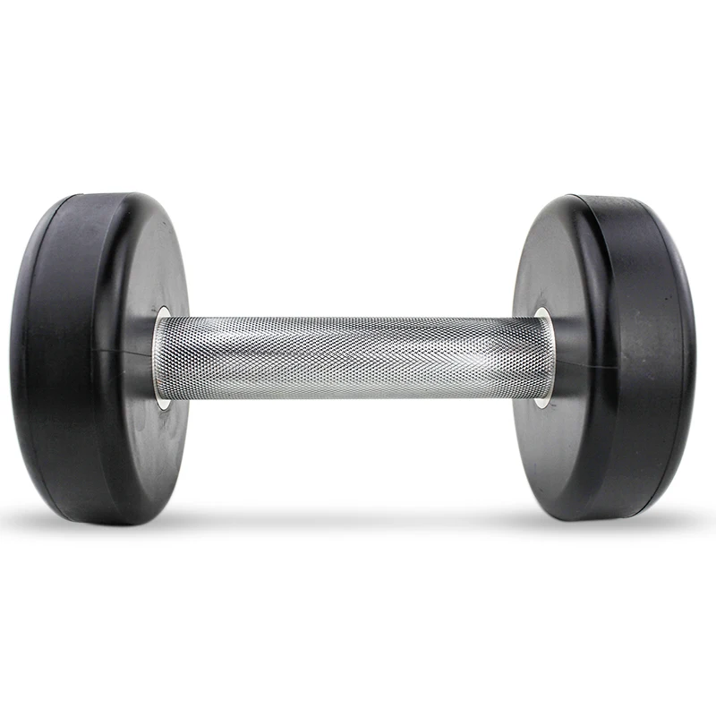 Легкая продажа, черные полиуретановые гантели для тренажерного зала с полиуретановым покрытием