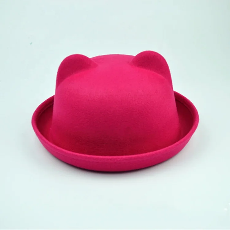 High Quality Child Cute Boys Girls Kids Felt hats Baby Fedora Hat Bowler