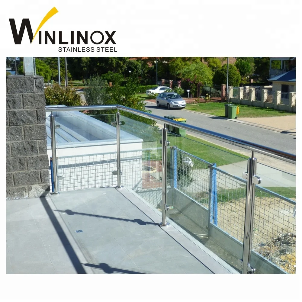 Outdoor stainless steel front porch railing designs with glass clamp
