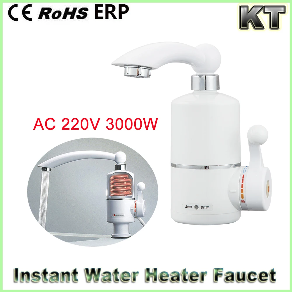 3000W EU Plug High Quality Tankless Instant Electric Hot Water Heater Faucet Kitchen Heating Tap Electric Water Faucet for Home