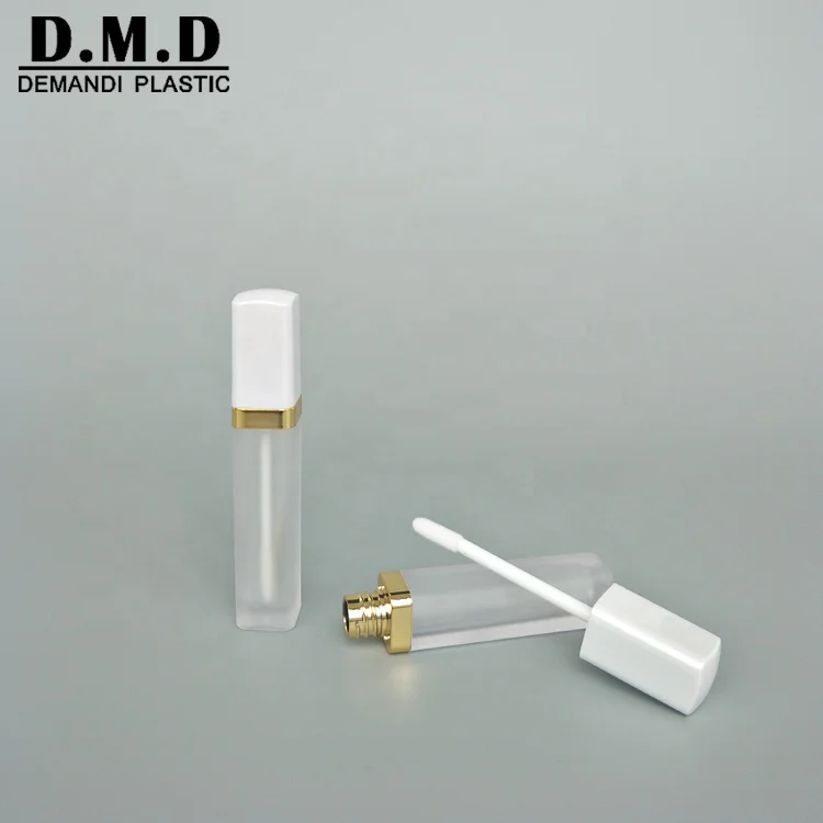 Free sample 5ml square frosted lipgloss tube containers with brush