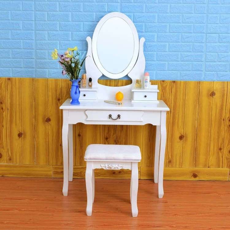 
D1723 lighted makeup antique style table wooden table caddy vanity table with makeup mirror 