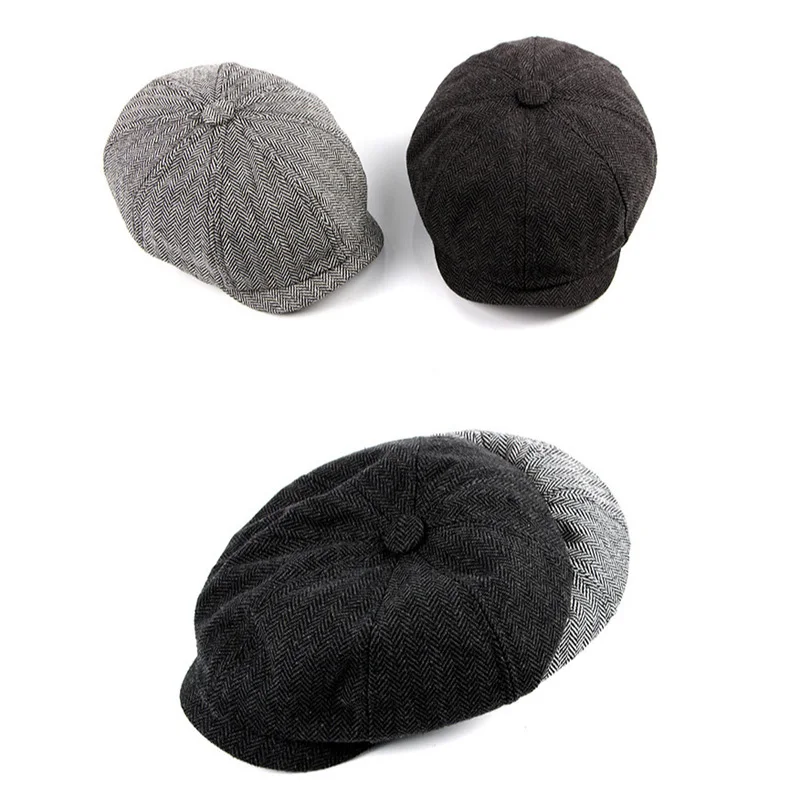 China suppliers winter wool peaky blinders hat flat cap for men cowboy newsboy hat ivy cap