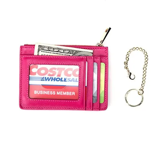 Coin Purse Coin Pouch For Pocket Purse Zip Credit Card Holder with ID Window Keychain RFID Blocking