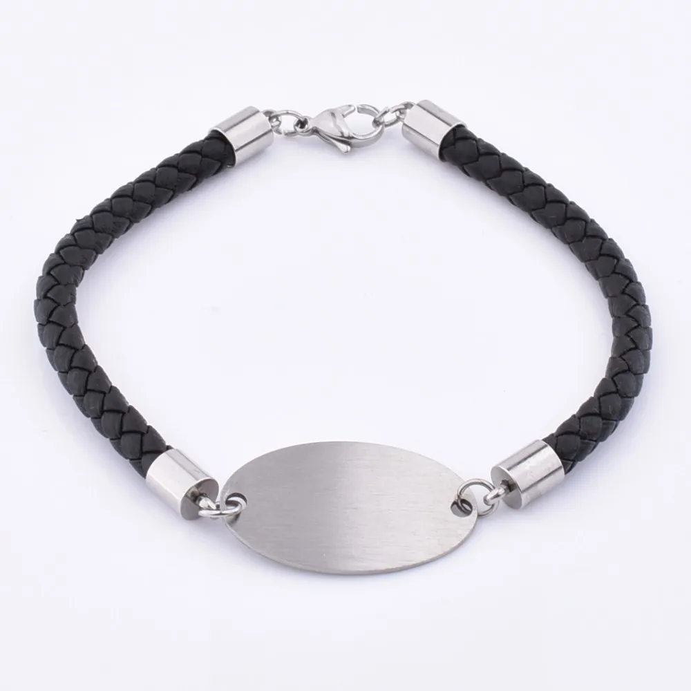 Factory Prices Custom Vintage Black 6MM Lava Stone Silver Lobster Clasp Rope Bracelet With Charm