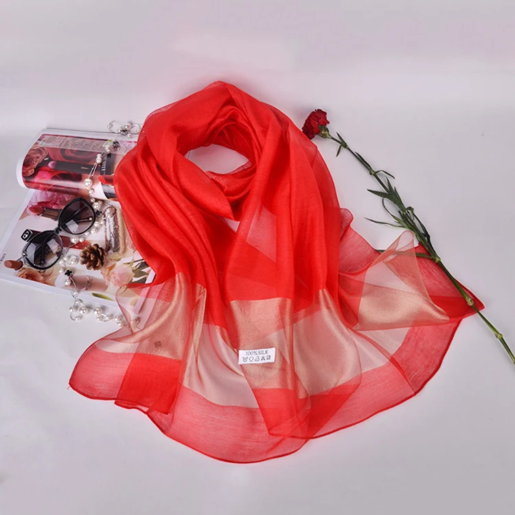 Различные цвета, дополнительный шелковый шарф из органзы, Женский хиджаб