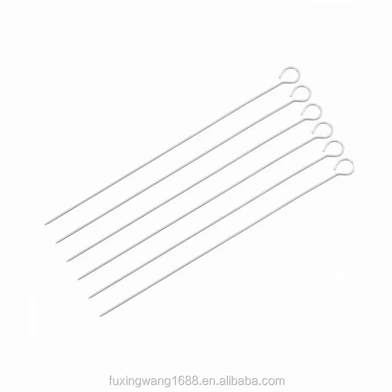 High Quality 6 pcs Round BBQ Roast Barbecue Needle Skewers Metal BBQ Skewers Set 40cm/15.7inch BBQ Sticks Camping Dining Tools