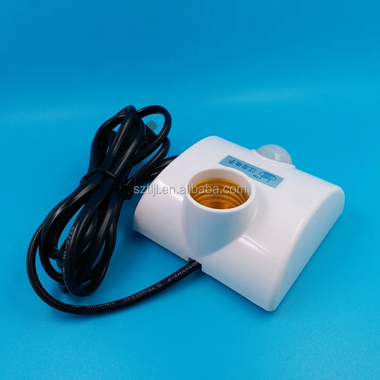 power supply cord with plug pir sensor motion switch lamp holder adjustable delay