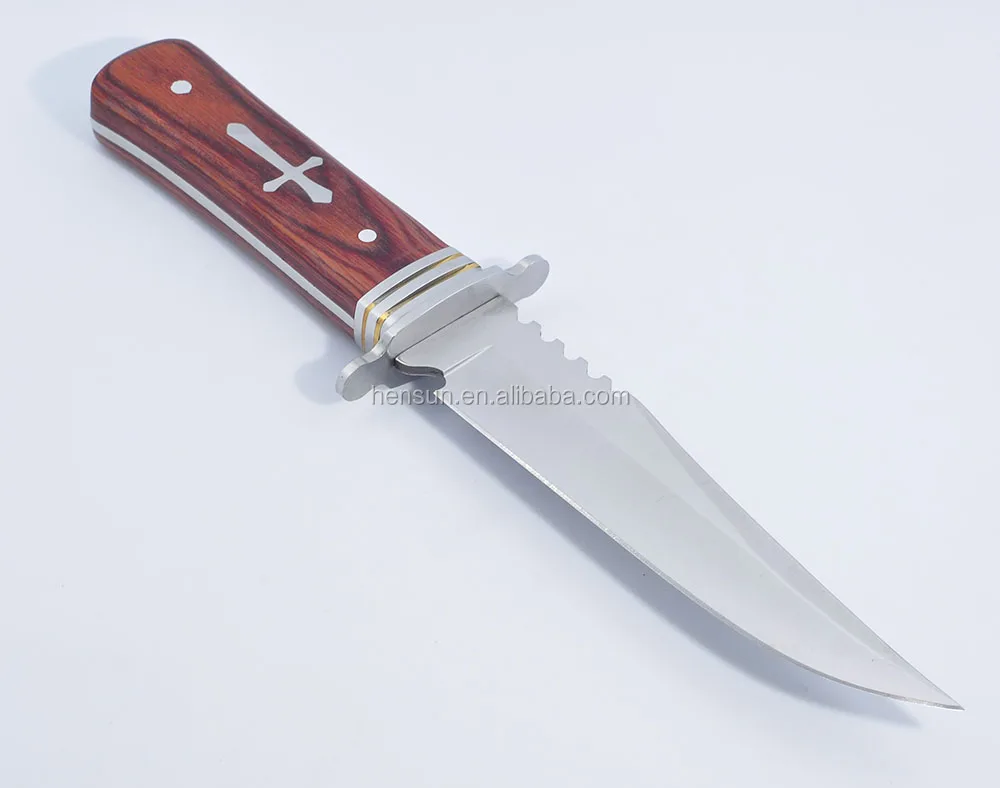 Fixed blade hunting bowie skinning Blade pakka wood knife